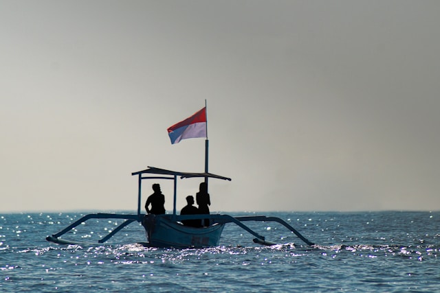 dive boat with Indonesian flag
