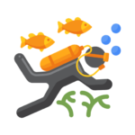scuba diver with fish icon